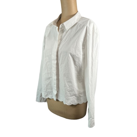 COS White Scalloped Edge Button Down Size 10 - Picture 1 of 10
